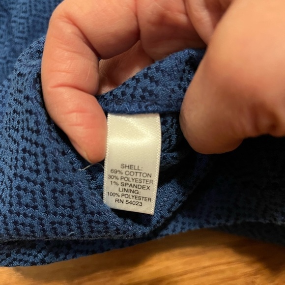 Banana Republic sleeveless blue jacquard lined peplum top w/ back zipper. Size 8 - Picture 4 of 13